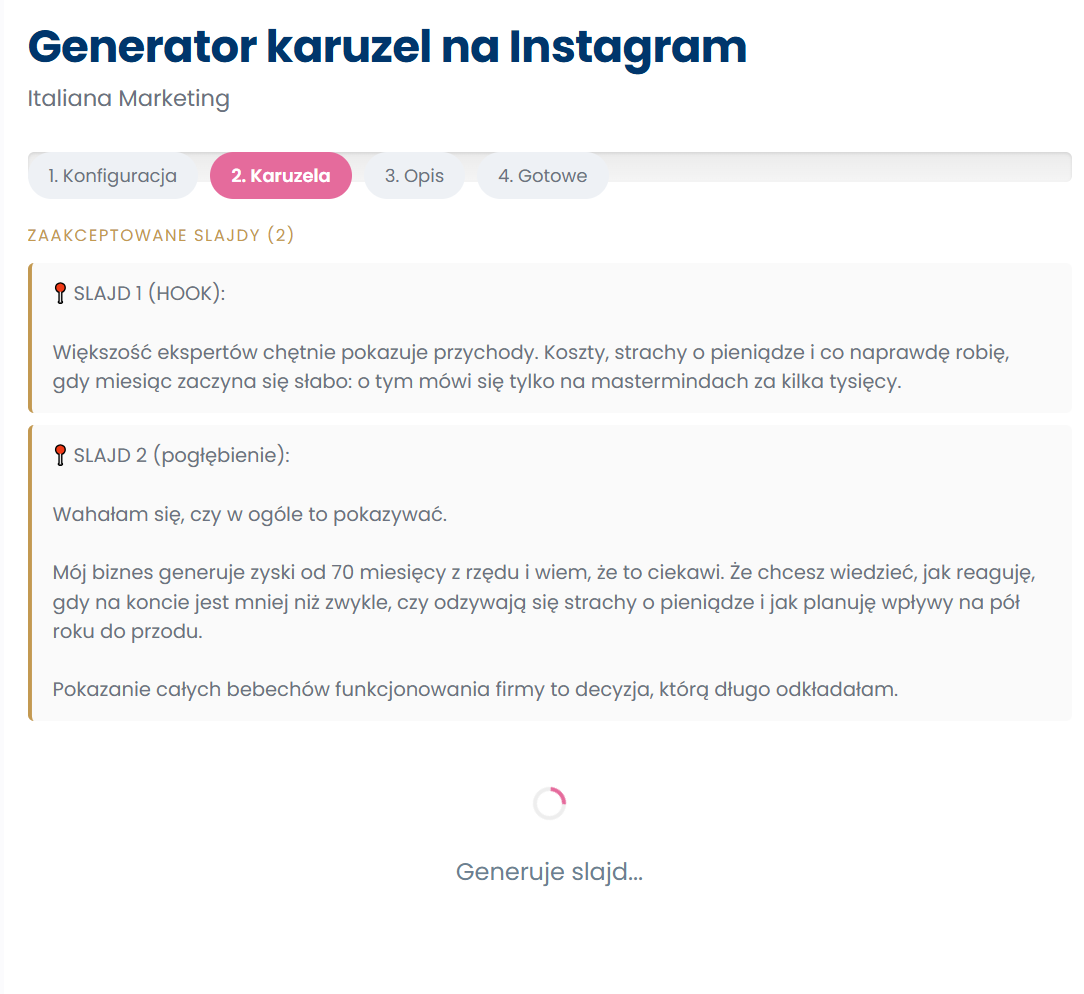 PODMIEŃ — skrin Turbo Generator Karuzel