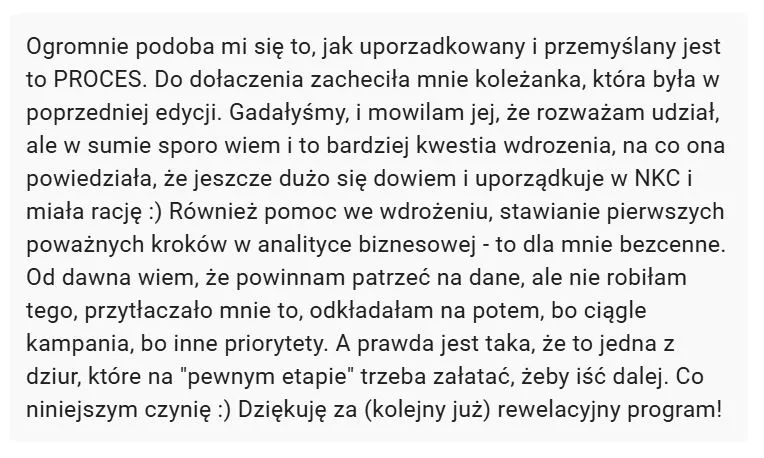 Screen opinii 01 o współpracy z Justyną Stańską