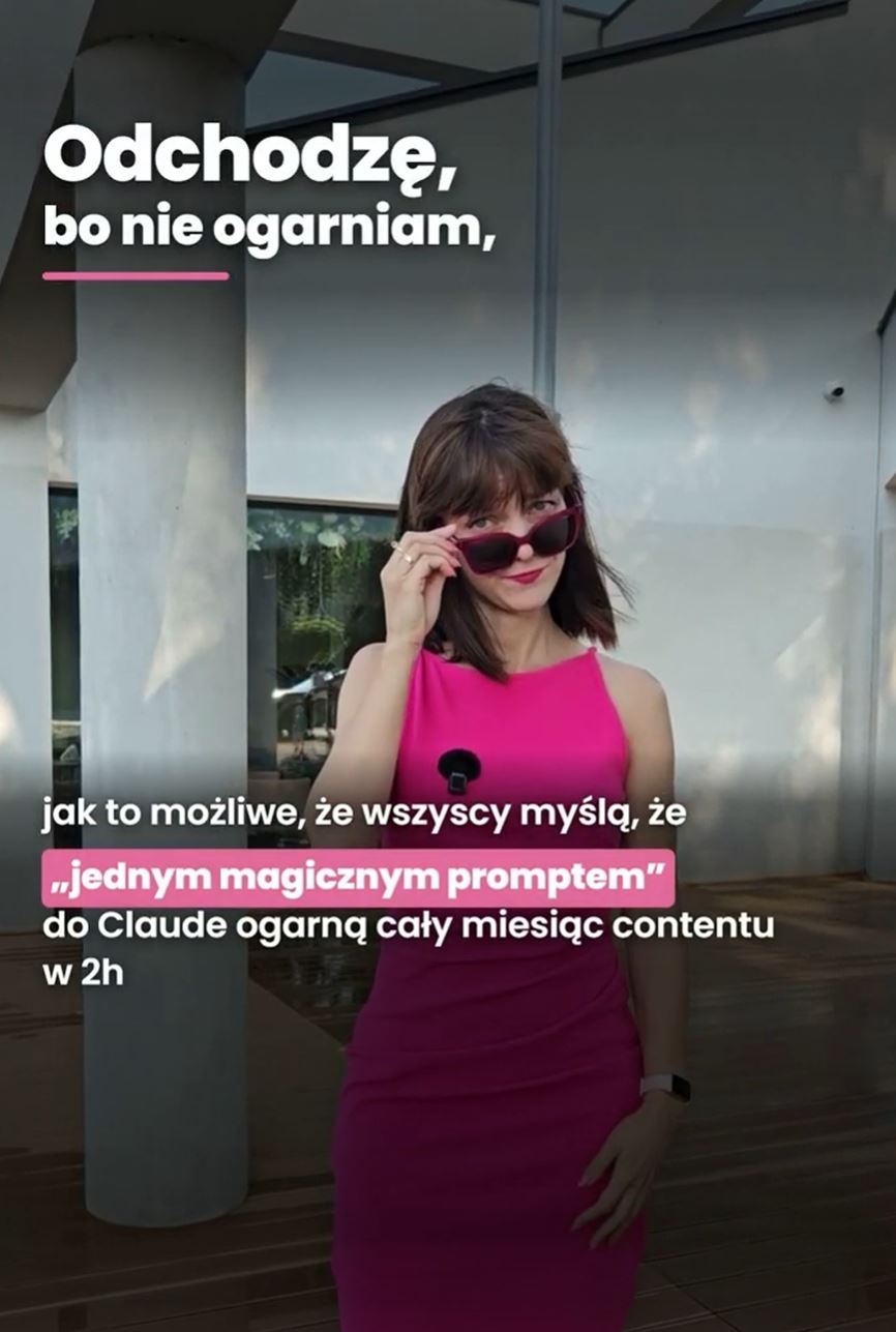Justyna Stańska siedząca na placu, kadr pionowy